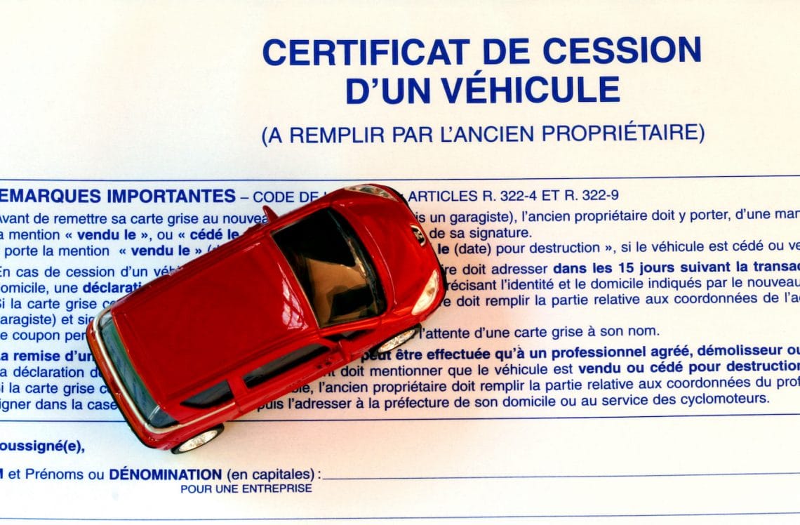 Le certificat de cession lors de la vente d'une voiture